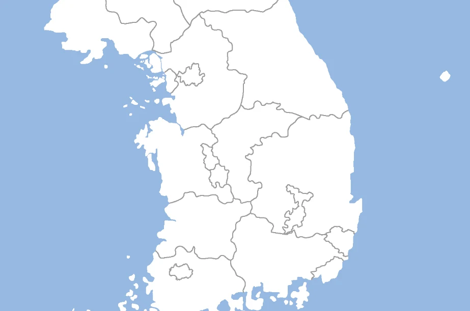 대한민국 지도 위 경기도 화성시 위치 표시